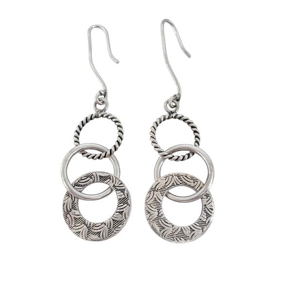 Estate Silpada Sterling Silver 925 Oxidized Triple Threat Dangle Earrings W1616 - Picture 3 of 6